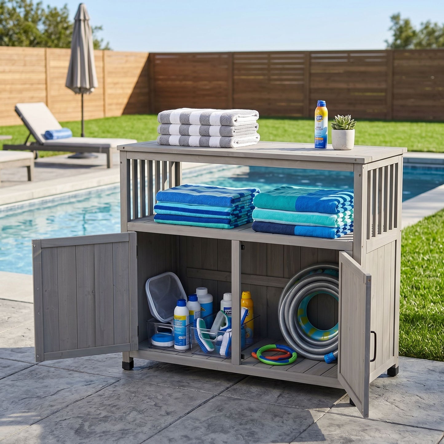 Patio Bar Table Set With Storage