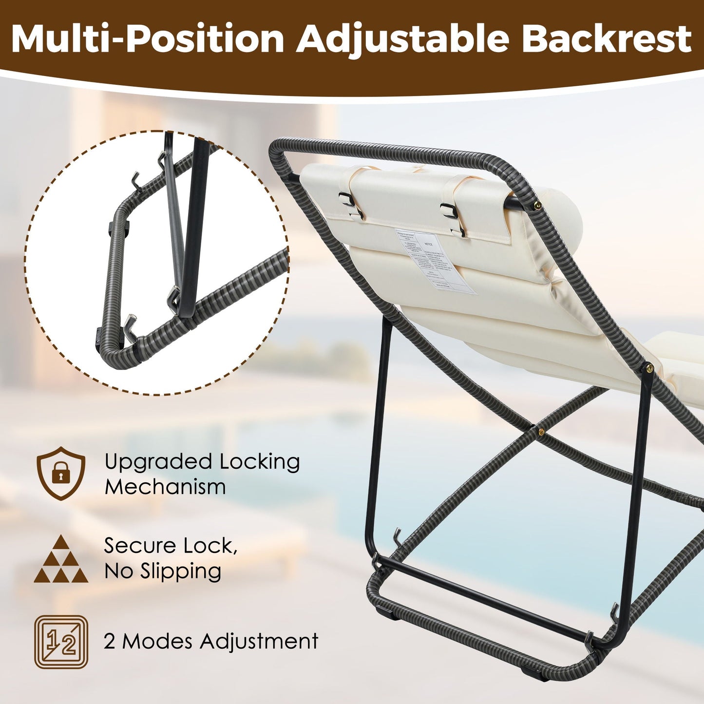 Outdoor Folding Chair With Adjustable Backrest (Set of 2)