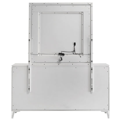 Cassia 6-drawer Dresser Cabinet with Mirror White High Gloss