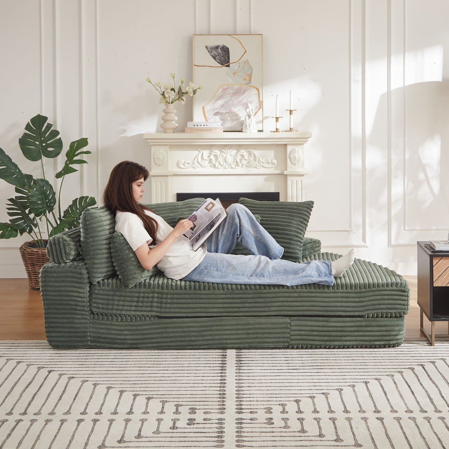 Semi Circular 2 In 1 Sofa Bed With Neck Pillow