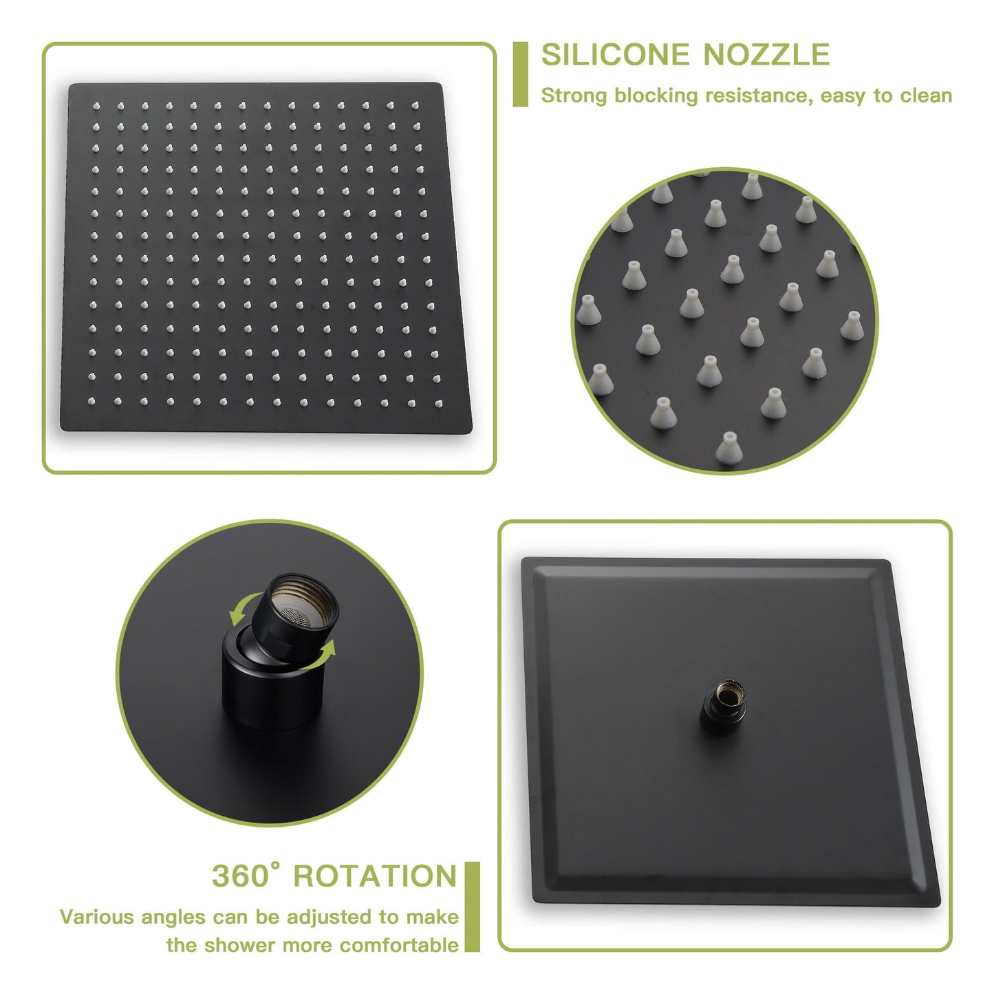 10" Square Dual Shower Head System Wall Mounted With Rough In Valve Modern Bathroom Fixture