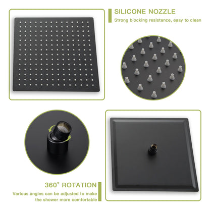 10" Square Dual Shower Head System Wall Mounted With Rough In Valve Modern Bathroom Fixture