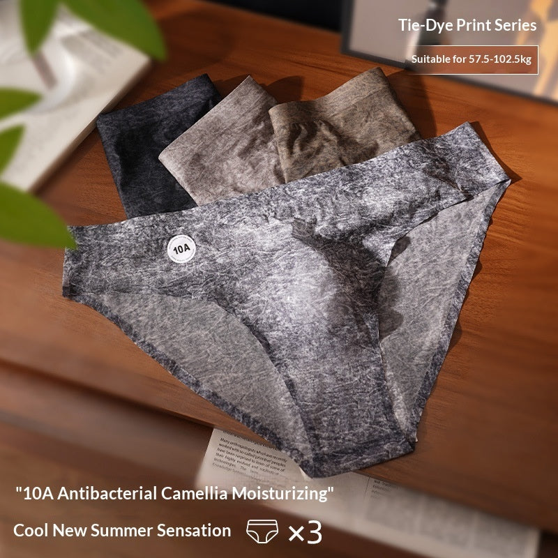 Tie-dye Print 10A Antibacterial Camellia Mens Seamless Briefs