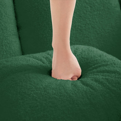 ELYSEES Right Chaise Sofa W/Pillows Teddy Fabric - Green