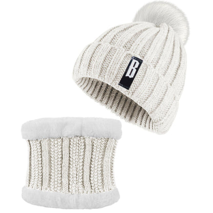 Winter Beanie Hat Scarf Set Women Warm Knitting Skull Cap Neck Warmer for Walking Running Hiking Camping Outdoors Gift