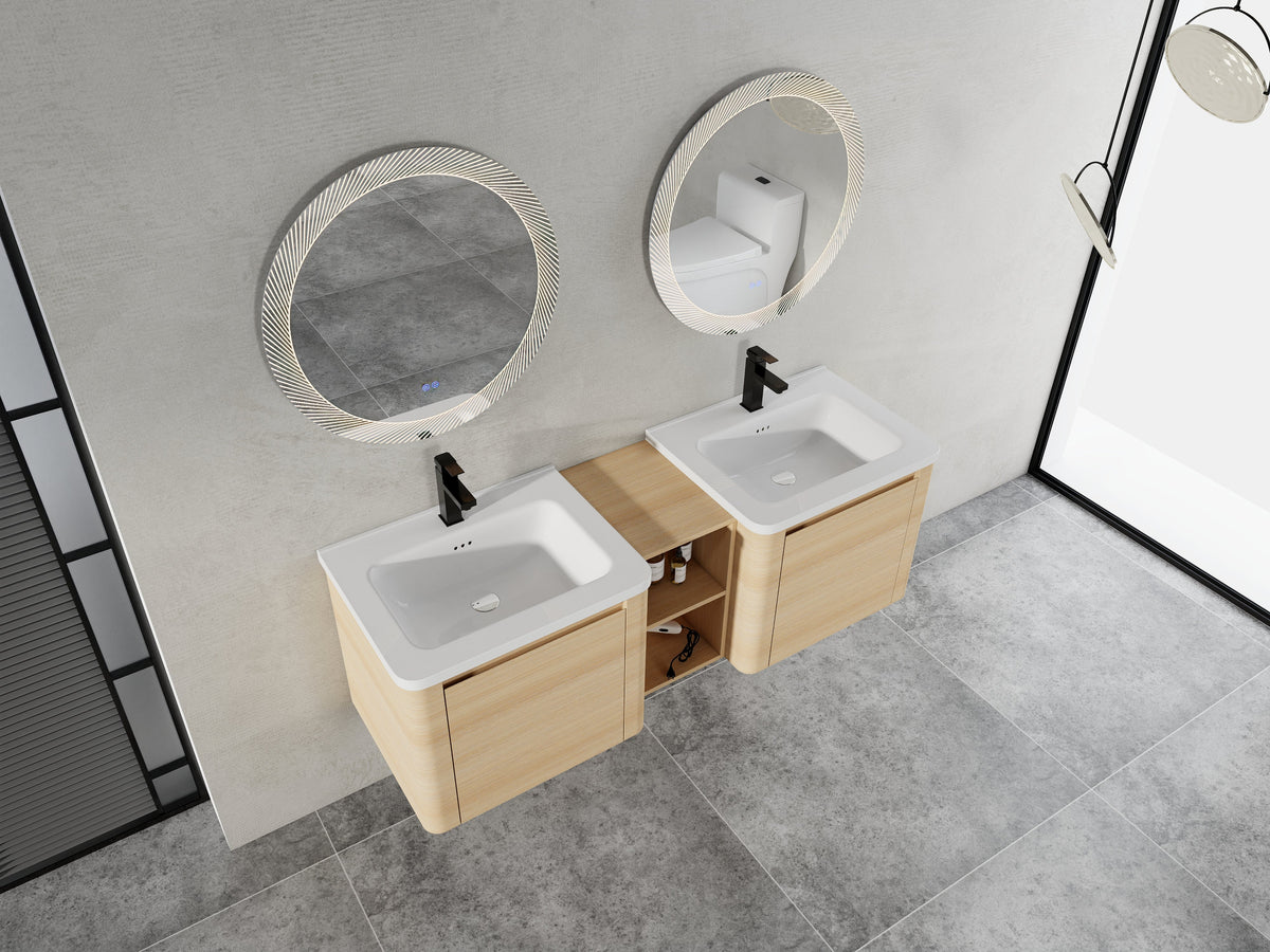 60'' Wall-Mounted Bathroom Vanity with Storage