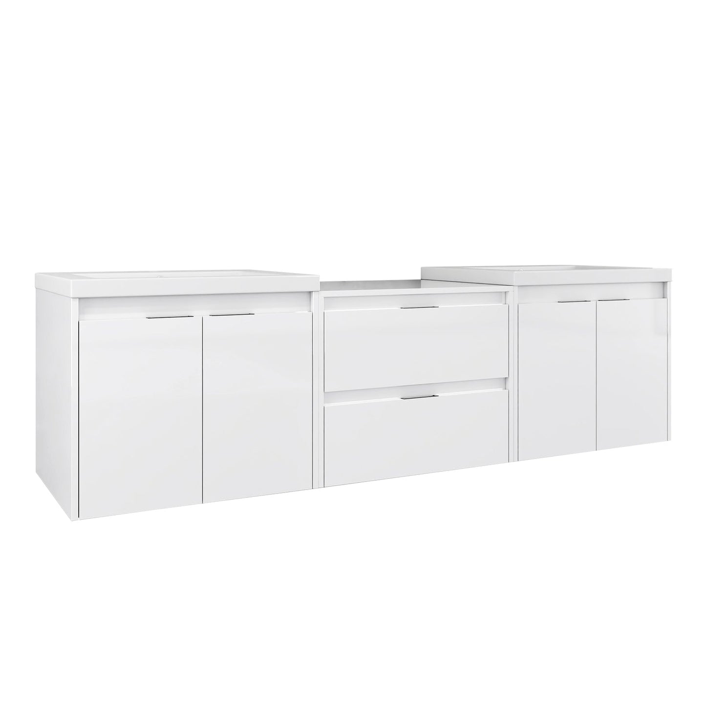 72" Bathroom Vanity With Resin Sink, Soft Close Doors, and 1-Side Cabinet