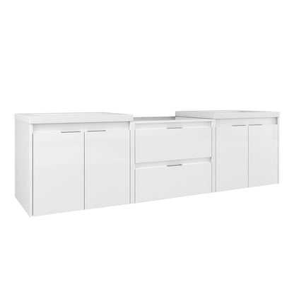 72" Bathroom Vanity With Resin Sink, Soft Close Doors, and 1-Side Cabinet