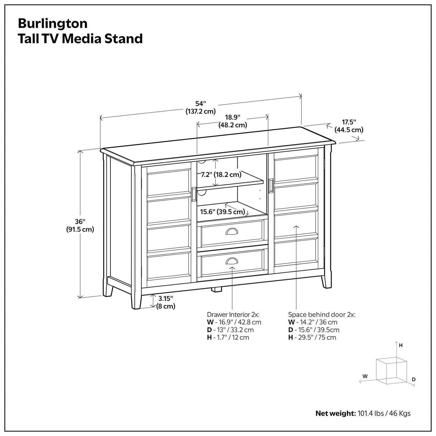 Burlington - Handcrafted Tall TV Media Stand