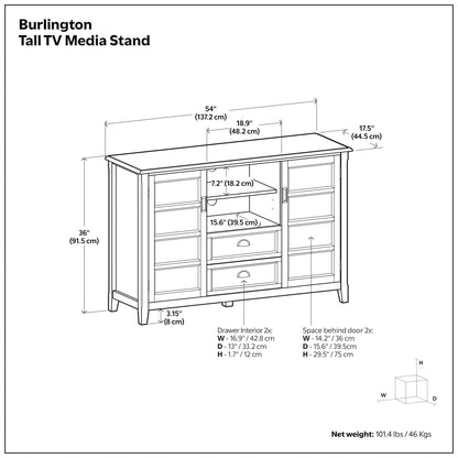 Burlington - Handcrafted Tall TV Media Stand
