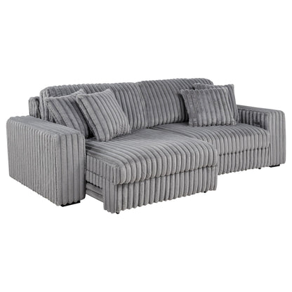 Jacana Corduroy Upholstered Dual Power Chaise Sofa Grey