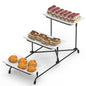 3-Tier Plastic Serving Tray Dessert Server Display Serving Stand Dinnerware with 3 Rectangular Plastic Serving Platters Metal Stand for Entertaining F