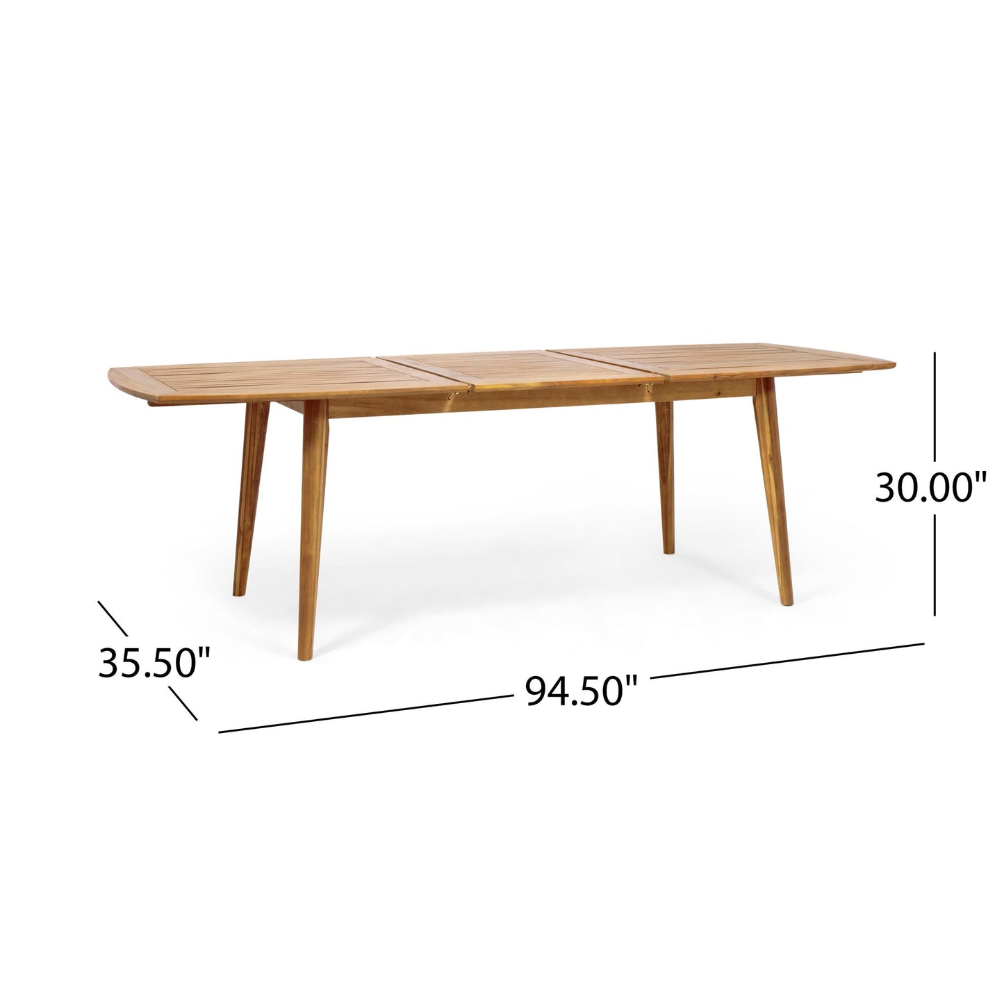 Placidity Outdoor Expandable Dining Table with Slatted Tabletop and Tapered Legs