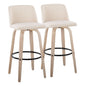 Toriano - Mid-Century Modern Fixed Height BarStool With Round Footrest (Set of 2)