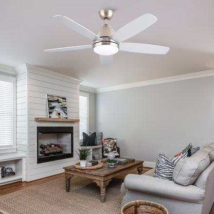 52 in. Indoor Brushed Nickel Ceiling Fan with Integrated LED Light Kit and Remote