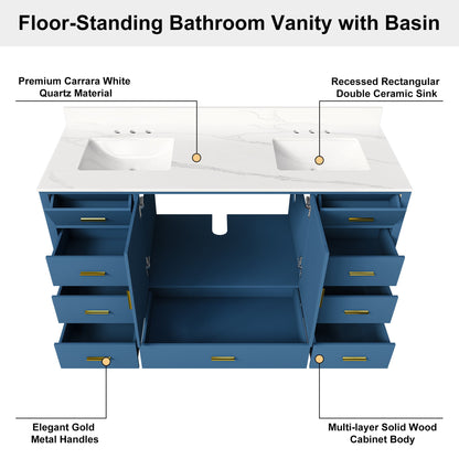 60" Solid Wood Bathroom Vanity with Double Sinks
