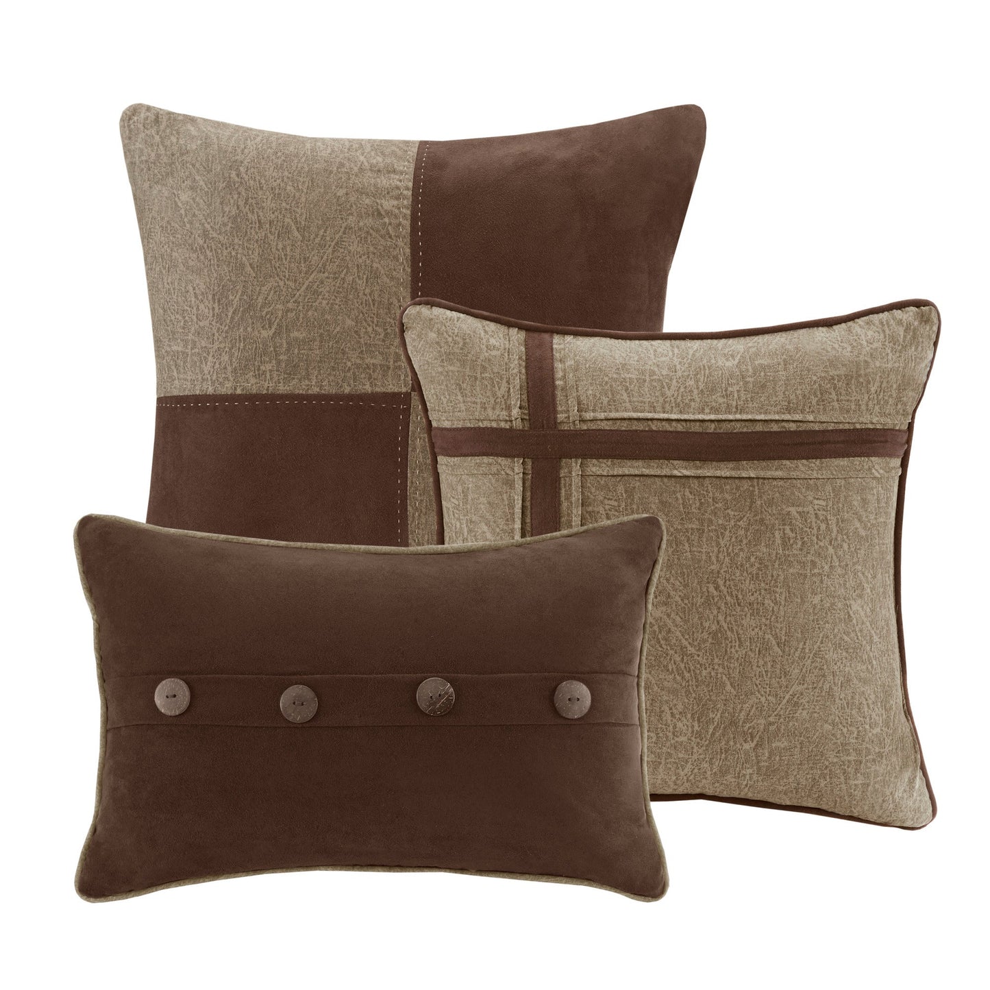 7 Piece Faux Suede Comforter Set Brown California King