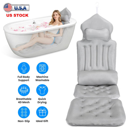 Full Body Bath Pillow with Lumbar Support & Suction Cups