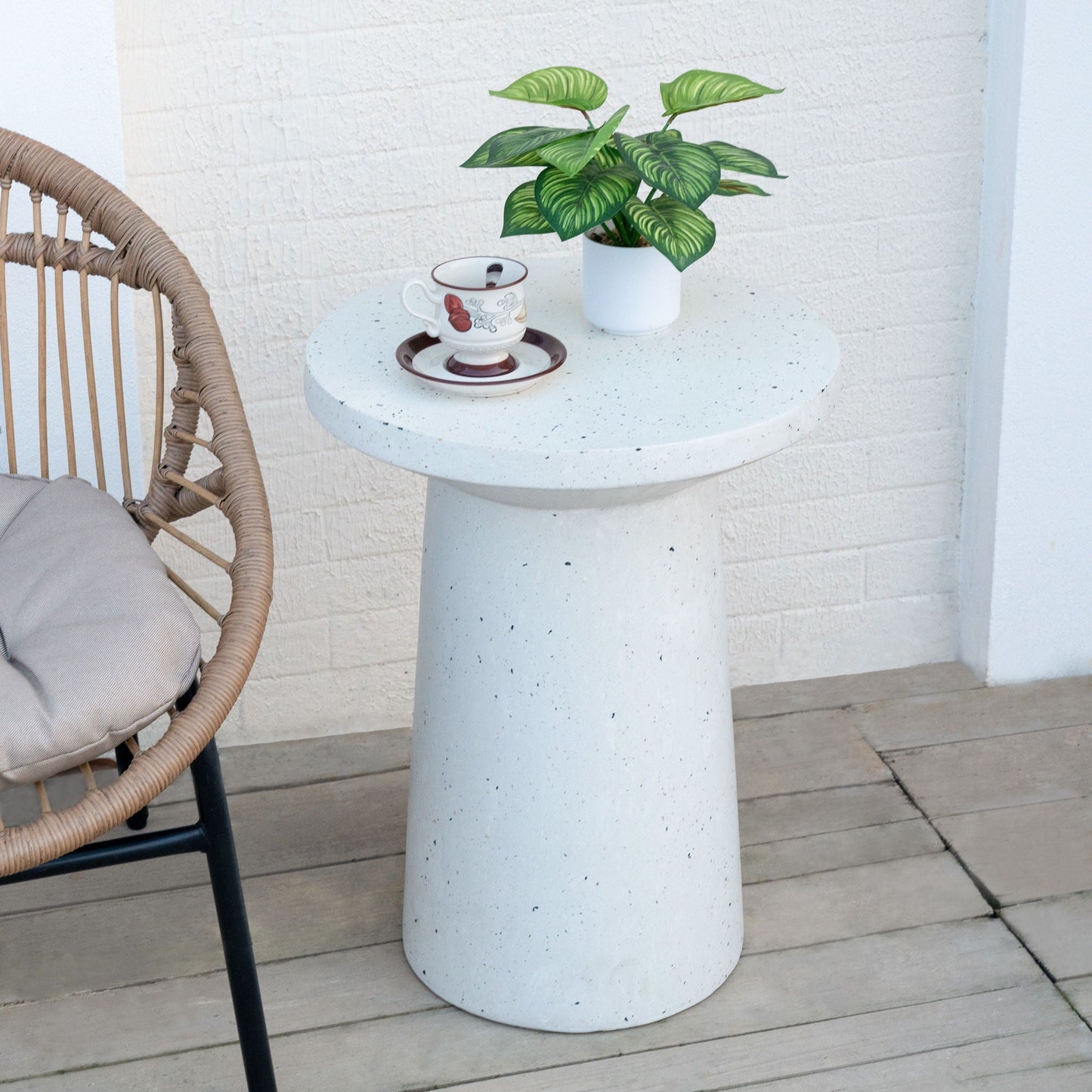 Terrazzo Outdoor Side Table - White