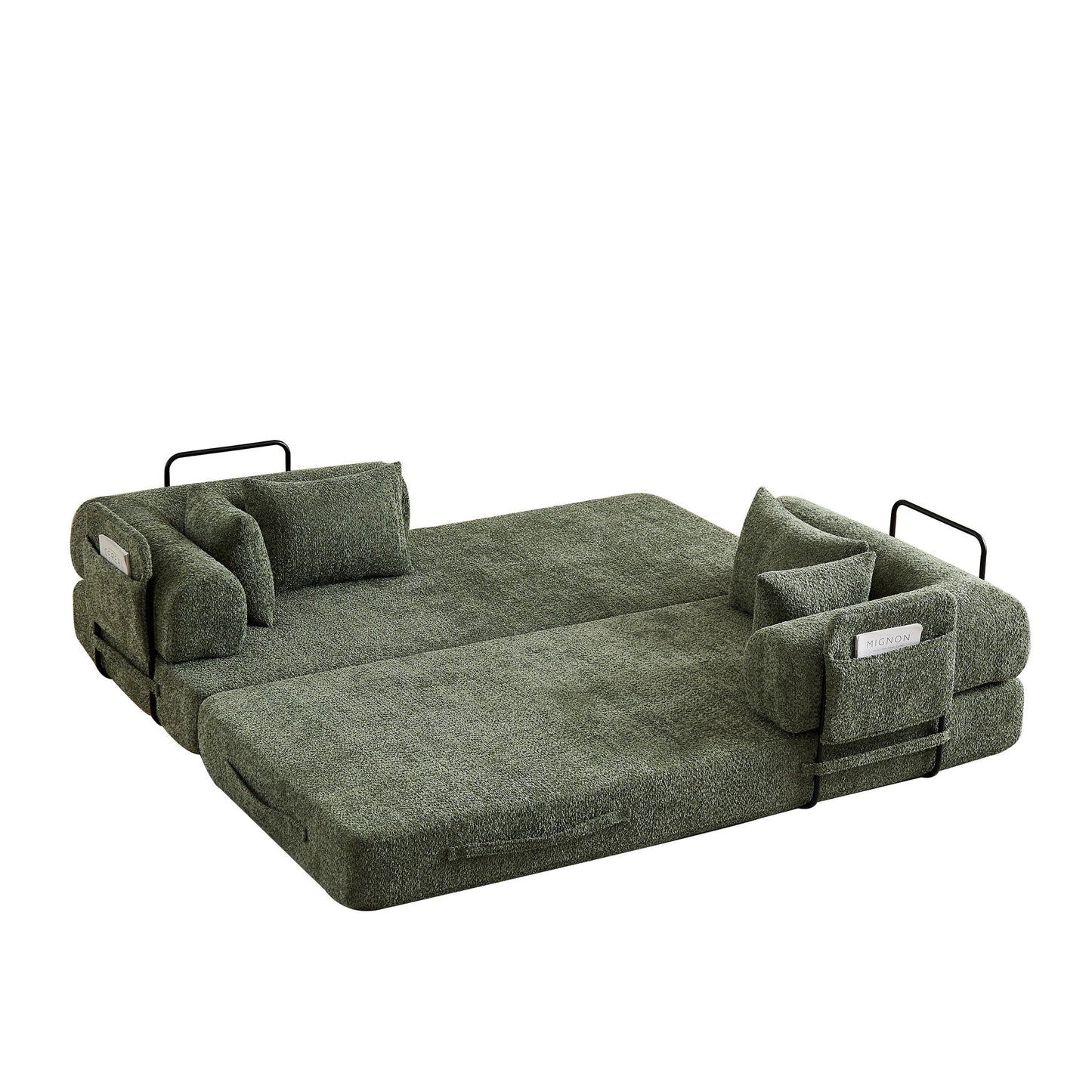 Convertible Sleeper Sofa Bed With Cylindrical Pillow