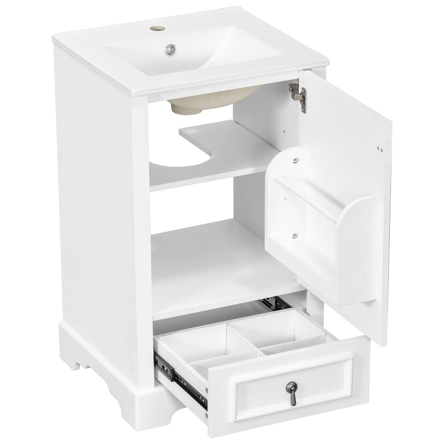 Bathroom Vanity With Sink, Soft Close Door, Adjustable U-Shaped Shelf