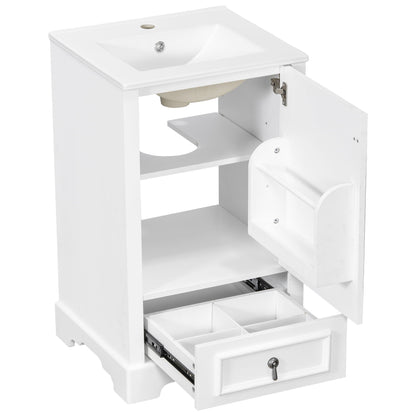 Bathroom Vanity With Sink, Soft Close Door, Adjustable U-Shaped Shelf