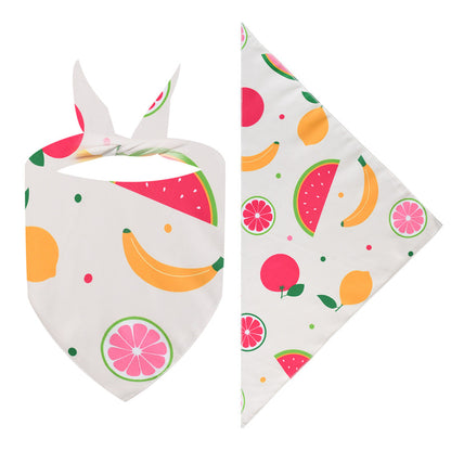 Cross-border New Cartoon Cute Pet Triangle Fresh Fruit Polyester Printed Cat And Dog Saliva Towel Scarf Wholesale