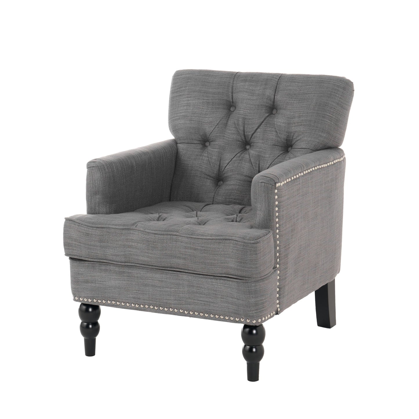 Harrison Tufted Club Chair with Button Tufted Back and Birch Wood Legs