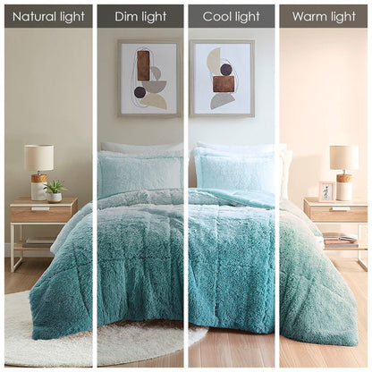 King Ombre Shaggy Long Fur Comforter Mini Set