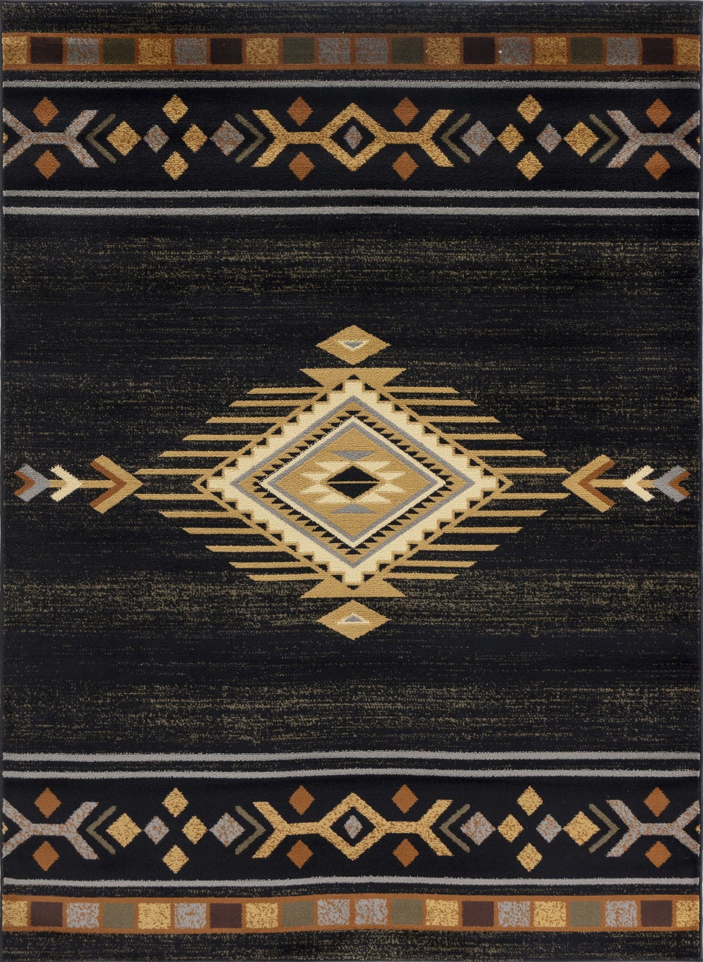 Tribes - 7'10" X 10'3" Southwest Area Rug - Black