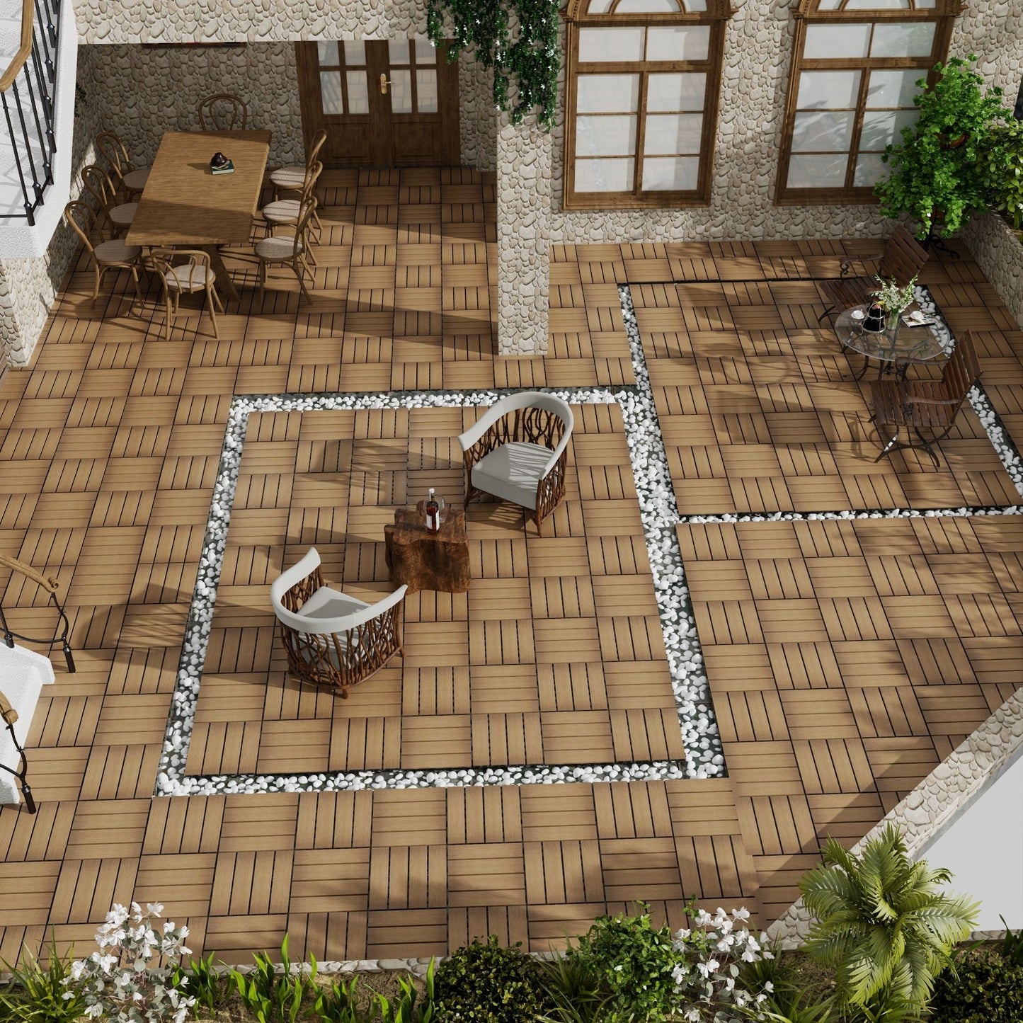 Patio Deck Tiles, Pack Of 22