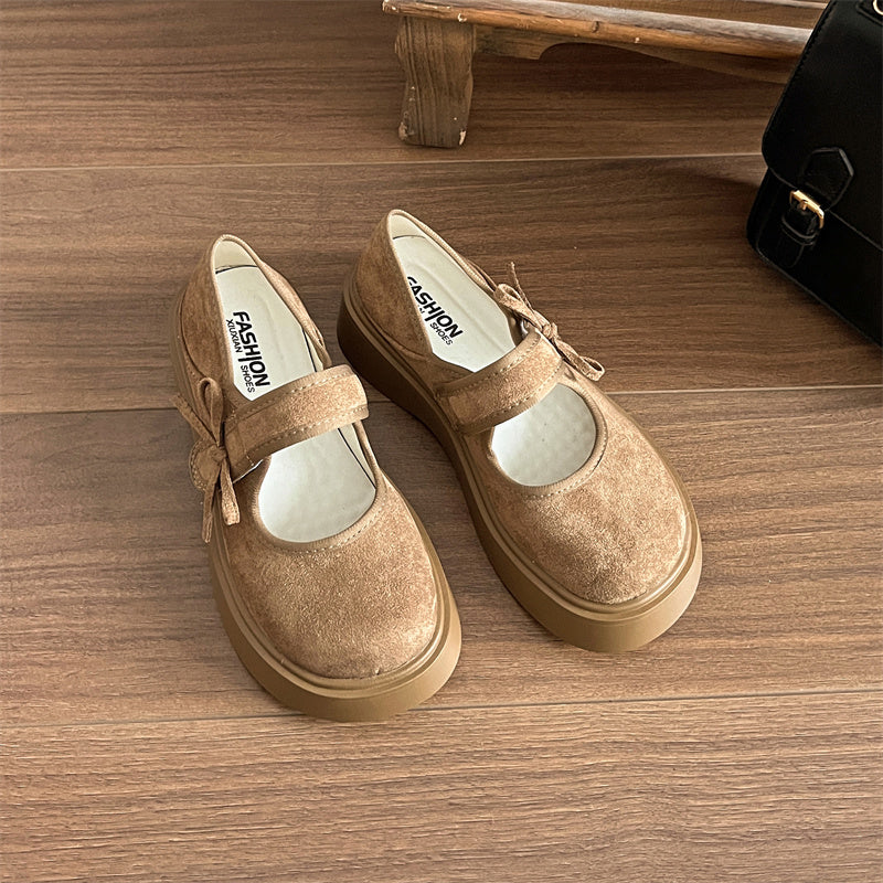Retro French White Thick Bottom Shallow Mouth Cool Single Shoes For Women's Summer 2025 New Style With Skirt Height Increase Round Head Mary Jane Shoes