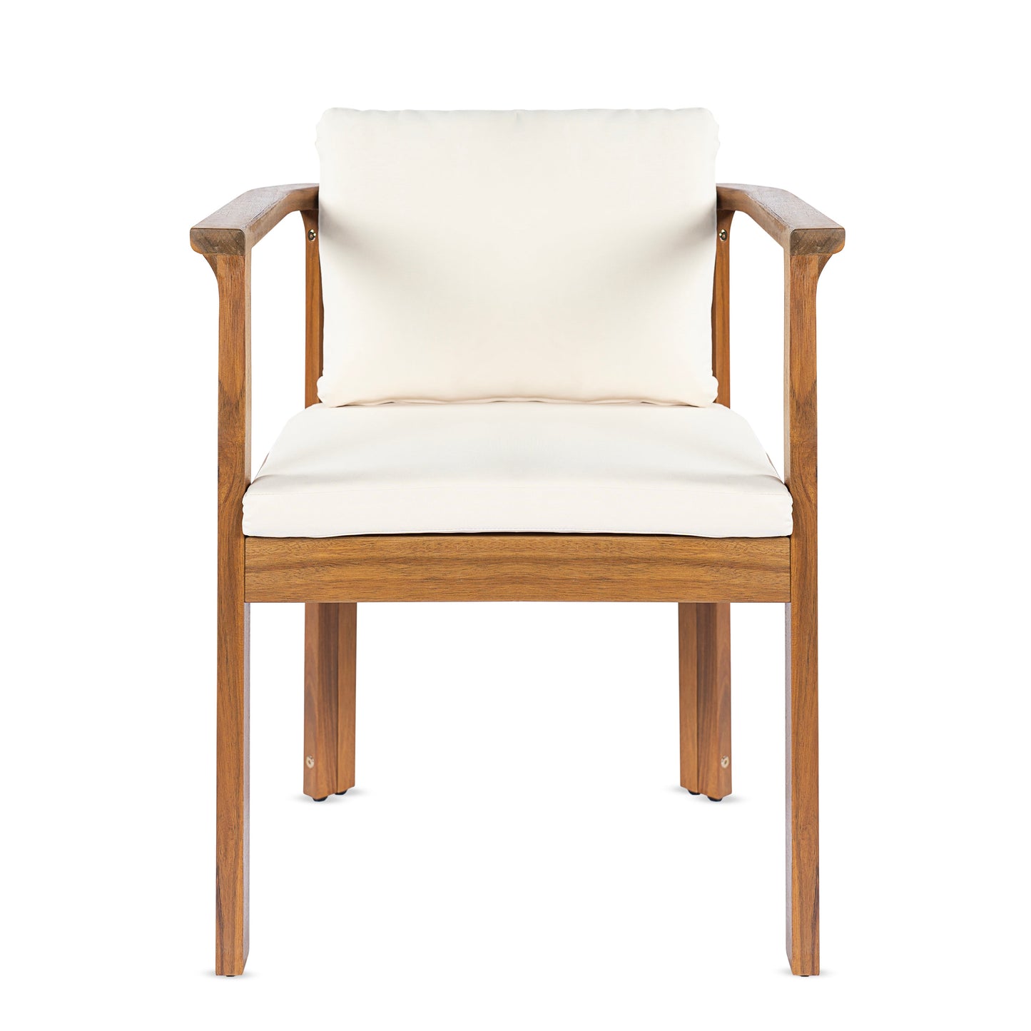 Outdoor Dining Chair Set of 2 with Curved Acacia Wood Arms