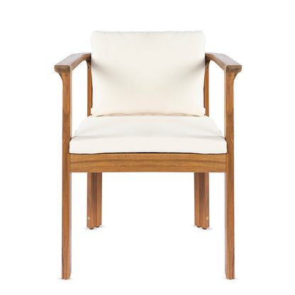 Outdoor Dining Chair Set of 4 with Curved Acacia Wood Arms