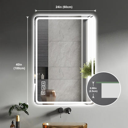 24X40 Inch LED Bathroom Mirror Vanity with Front Lights