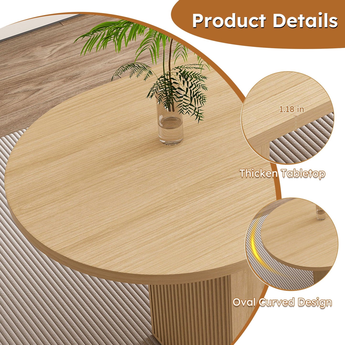 Oval Dining Table With Wood Strip Base