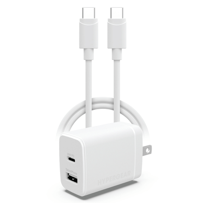 HyperGear 30W PD Dual Wall Charger + USB-C to USB-C