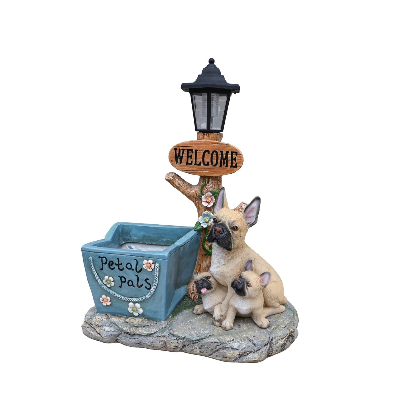 French Bulldog Family Planter Statue