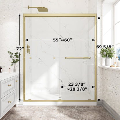 55"-60" W x 72" H Brushed Shower Door