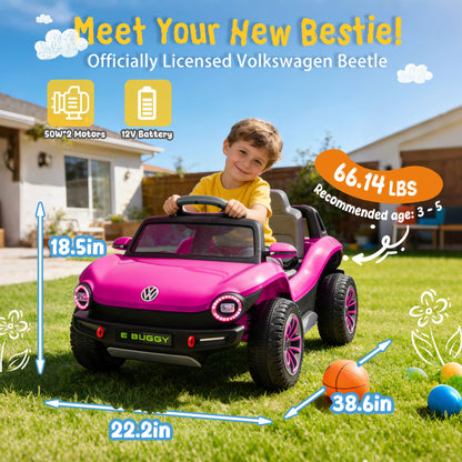 12V Licensed Volkswagen Beetle Kids Ride-On Electric Car