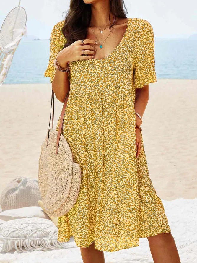 V-neck Plus Size Loose Women's Dress