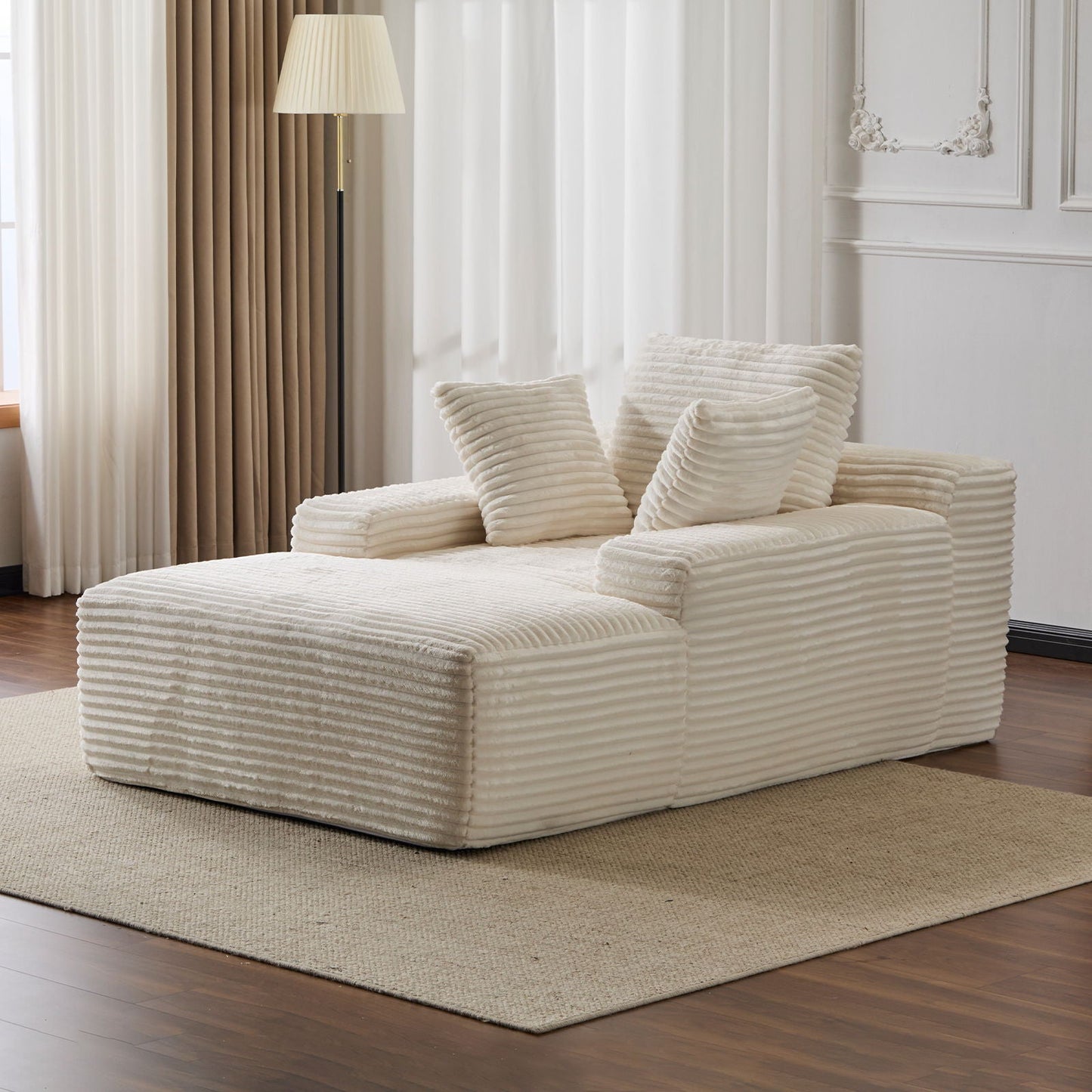 Oversized Chaise Lounge Chair Cozy Cloud Couch With 3 Throw Pillows And Wide Armrest