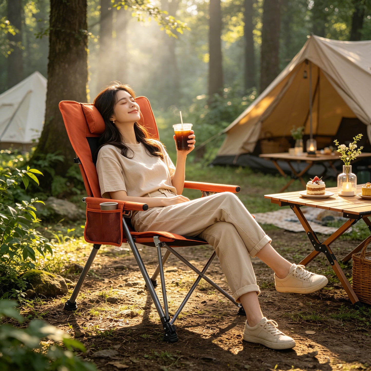 5-Position Adjustable Reclining Camping Chair