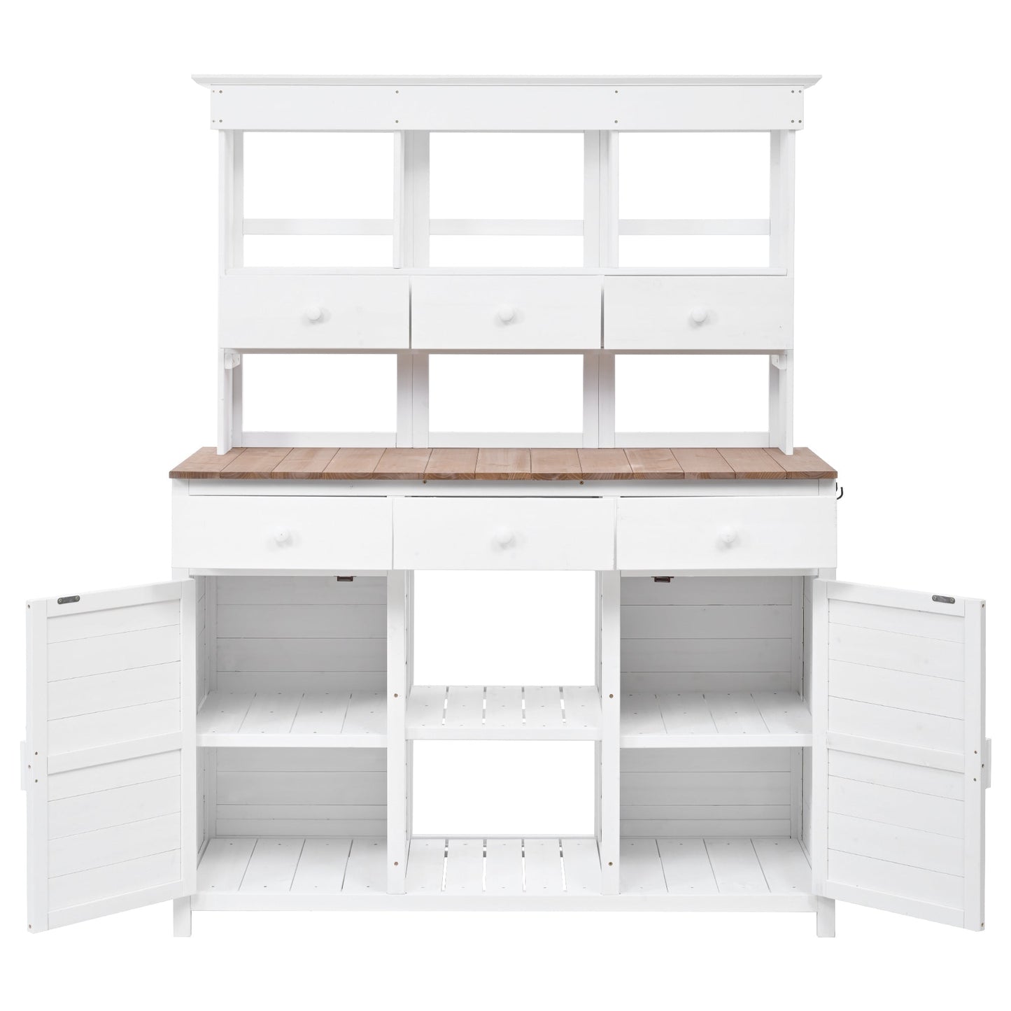 TOPMAX 65.7" Tall Garden Potting Bench Table with Hutch