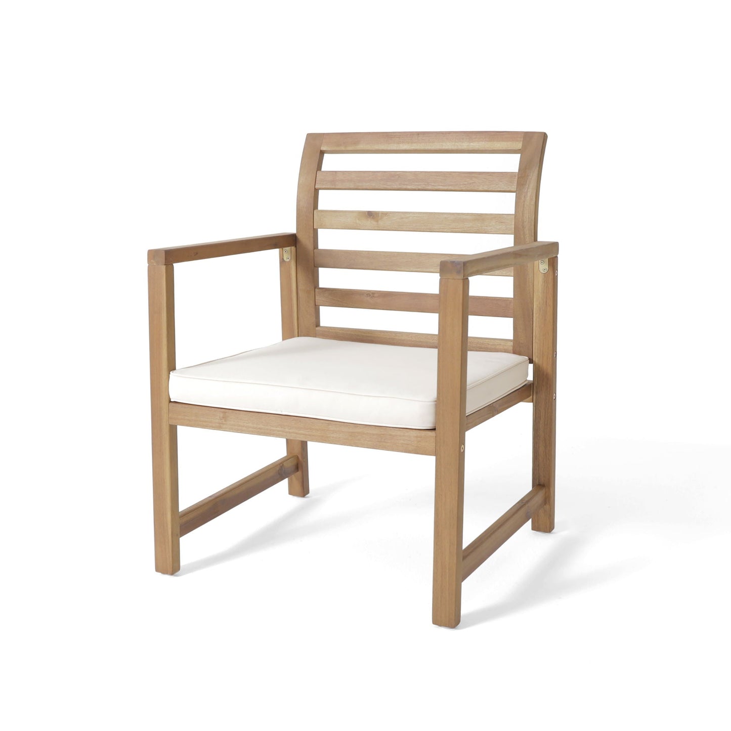 Outdoor Acacia Wood Club Chairs, 2-Piece Set - Natural Stained / White
