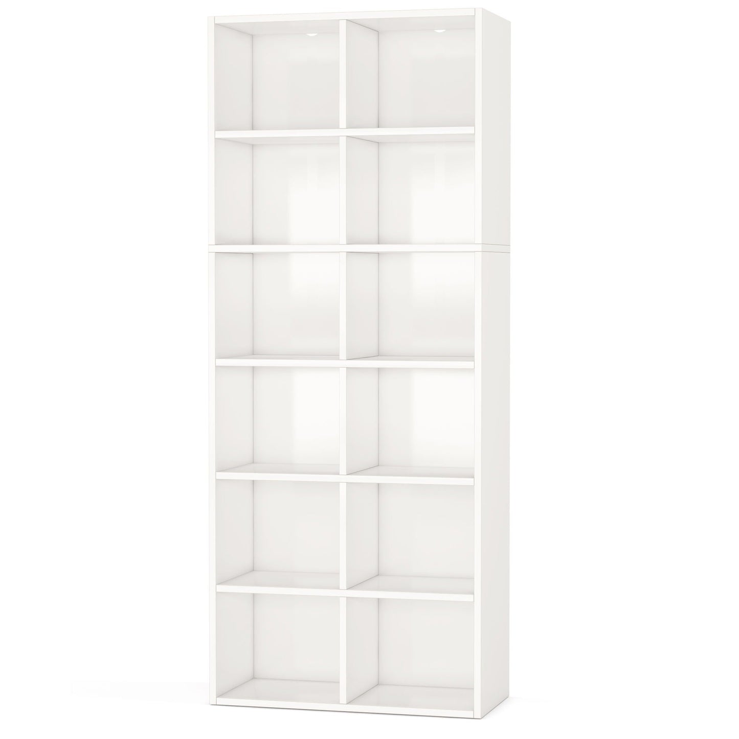 Narrow 12 Cube Bookcase With Closed Back For Living Room - White