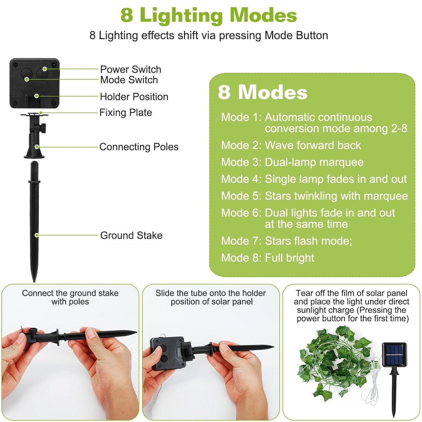Artificial Ivy Solar Powered String Lights 72Pcs Leaves 20Pcs LED Beads Fake Leaf Fairy Lamps IP65 Waterproof DIY Decorative Night Light For Wedding K