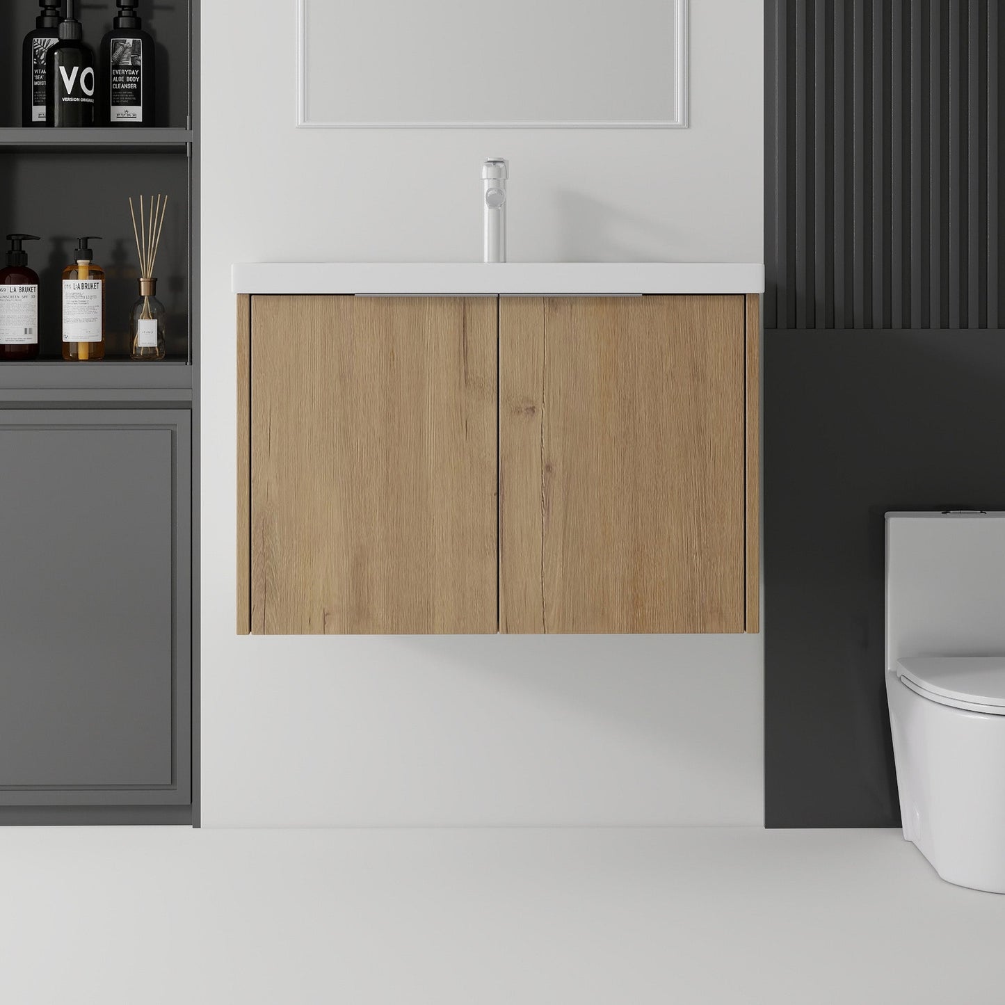 36 Inch Floating Bathroom Vanity with Ceramic Sink and Soft-Close Door