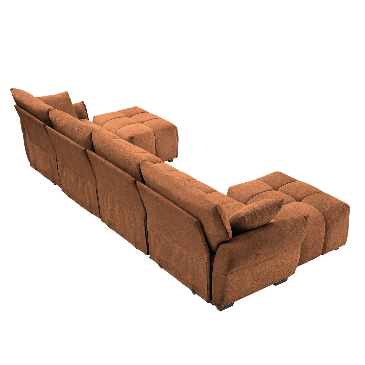 Sofa Set With Ottoman And Pillows, Textured, High Resilience Cushions