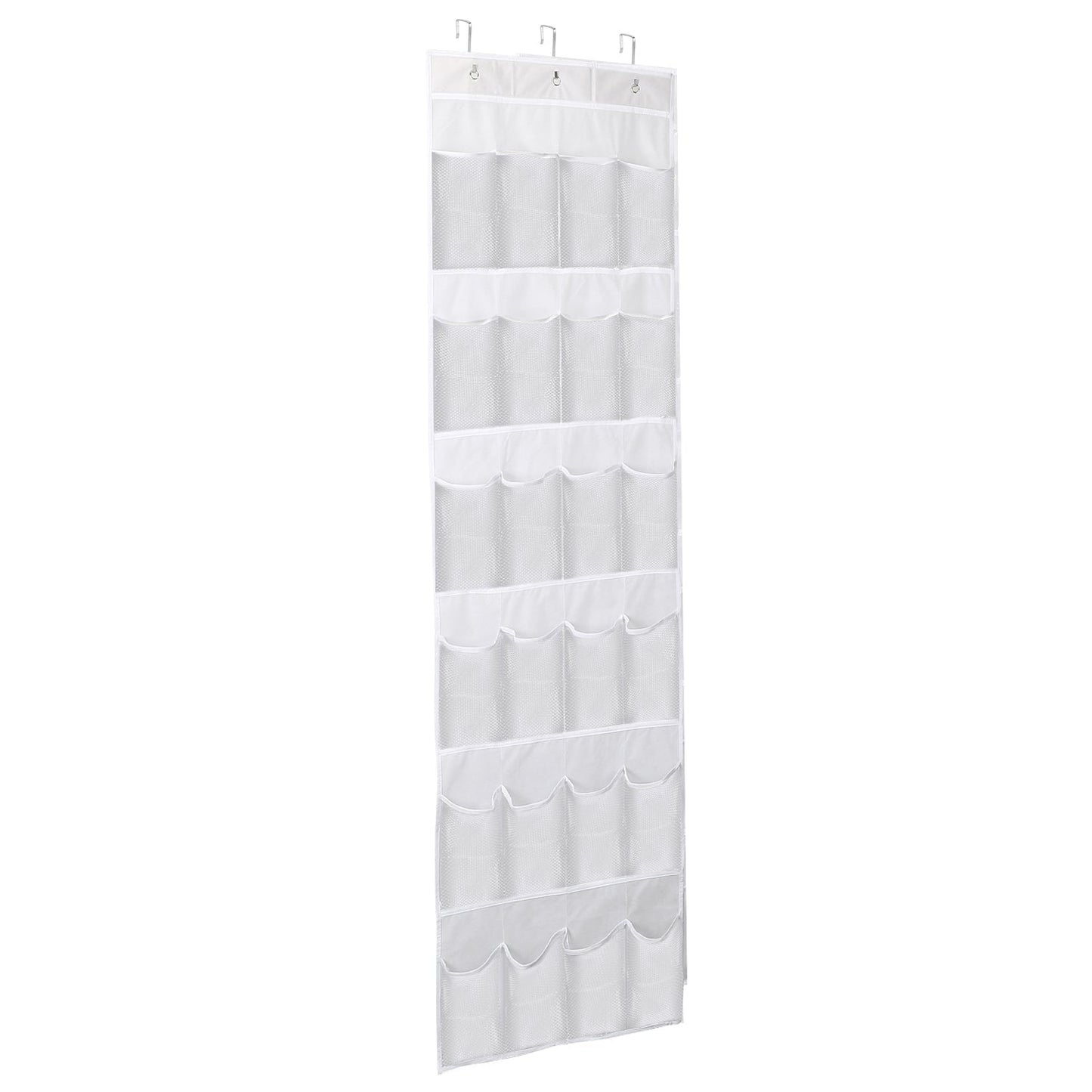 Over the Door Shoes Rack 24-Pocket Crystal Clear Organizer 6-Layer Hanging Storage Shelf for Shoes Slippers Small Toys Closet Cabinet